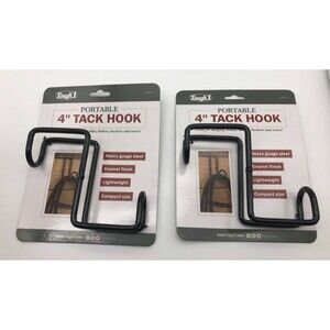 Tough1 Portable 4in Tack Hook Set of 2 Black Steel Compact Travel Horse Show NEW